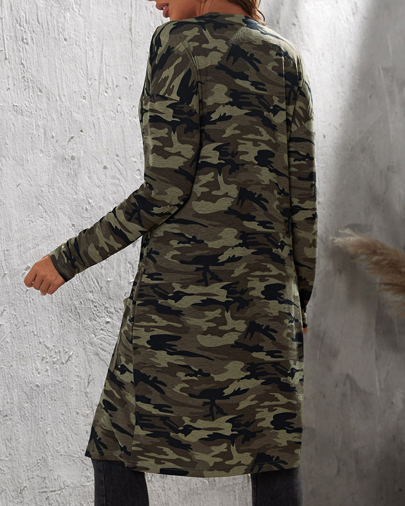 Lose Jacke mit Camouflage-Muster