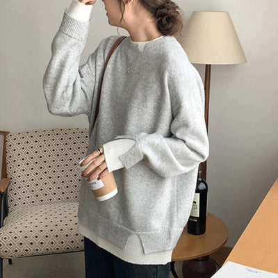 Fay | Grauer und weißer Pullover