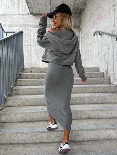 Sharon | Kleid und Strickjacke im Set